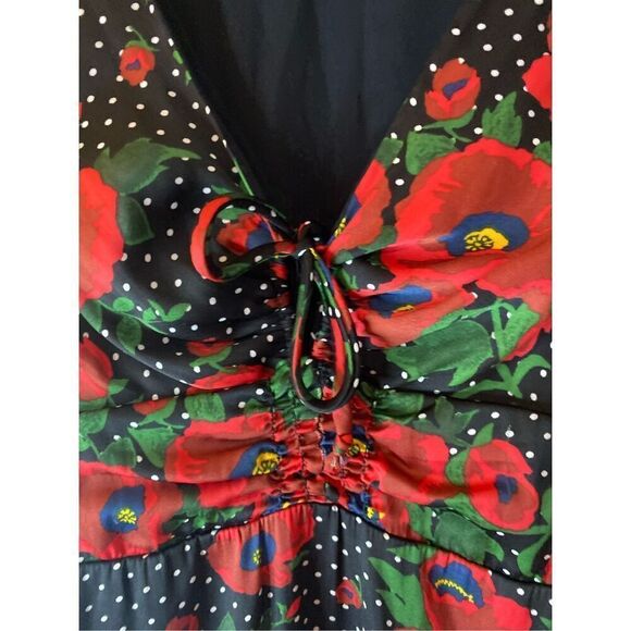 Free people women’s morning light printed black floral mini dress size 5/6 - Picture 5 of 6